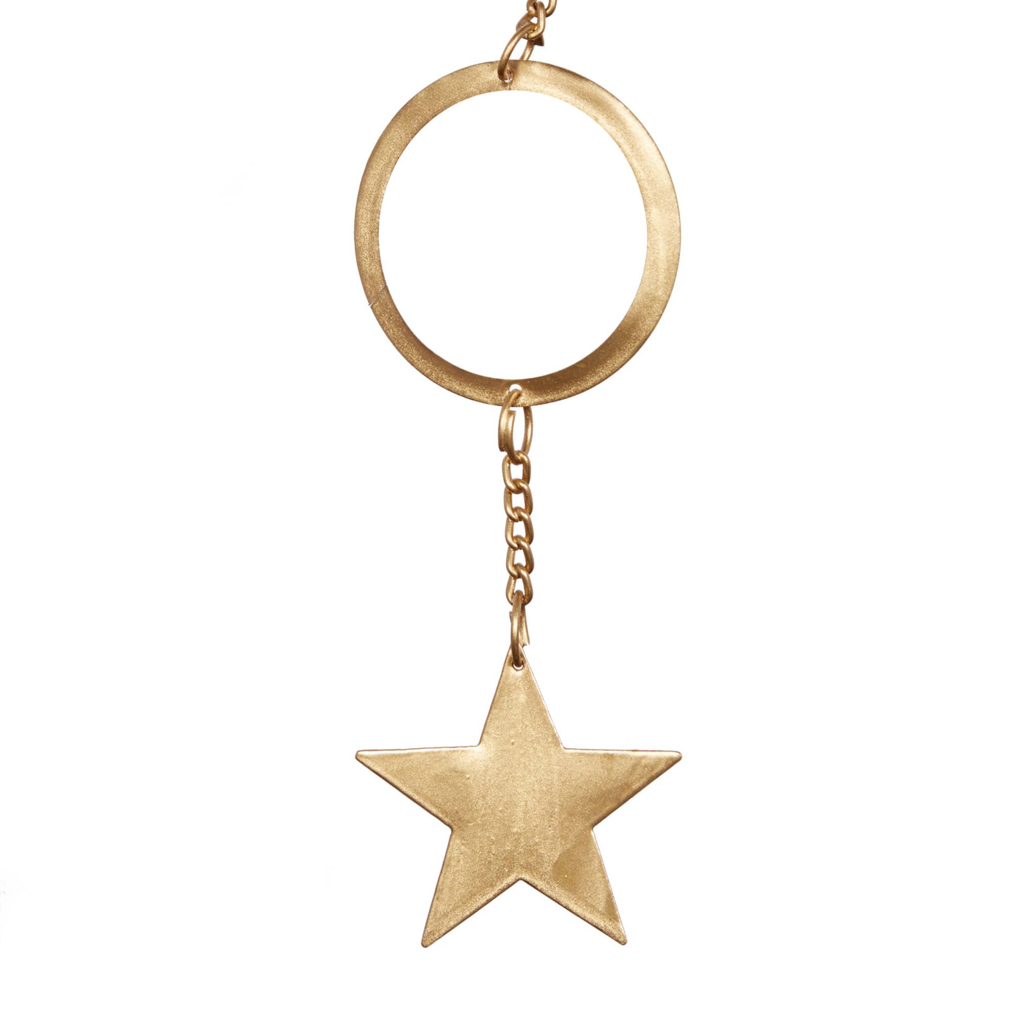 39" Gold Metal Eclectic Moon & Stars Wind Chime